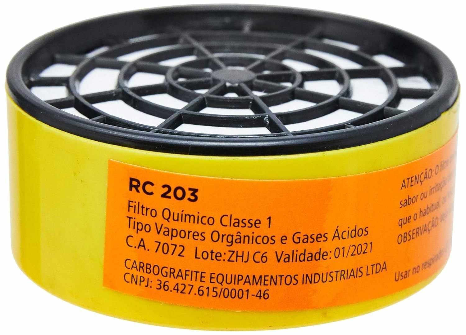 Cartucho RC-203 Carbografite Amarelo - Proteção Respiratória Avançada