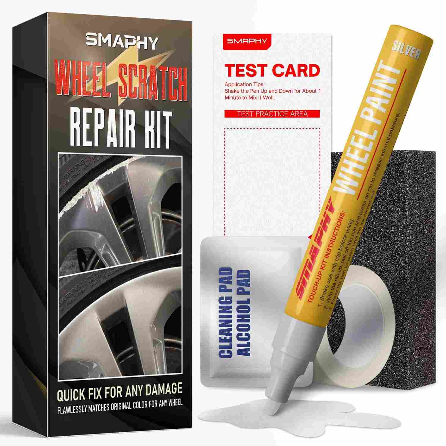 SMAPHY Tinta de Retoque Prateada para Rodas - Reparo Fácil de Arranhões e Amassados