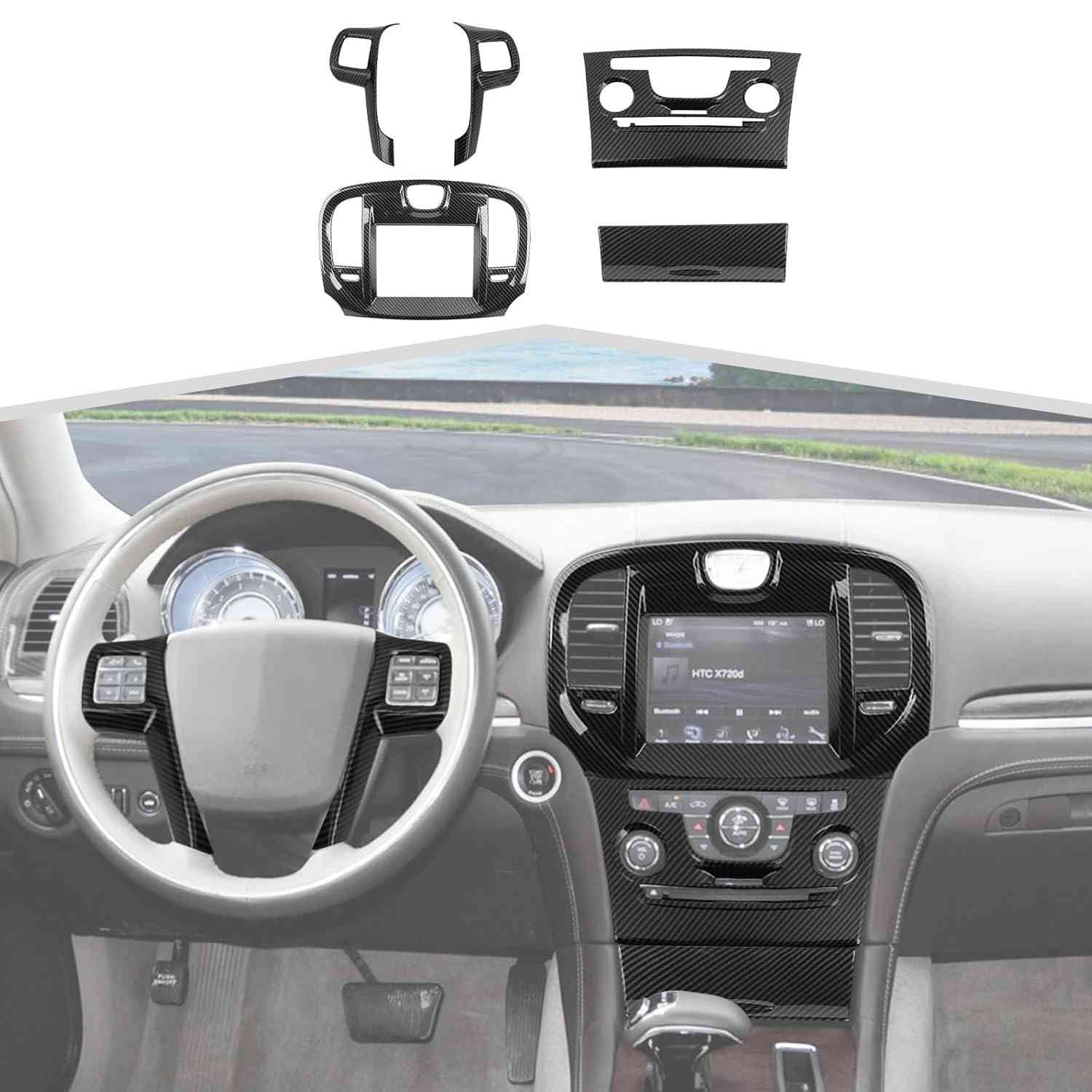 Renove seu Chrysler 300/300C 2011-2014 com Painel Central Fibra de Carbono Amayum
