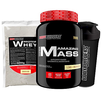 Amazing Mass: Kit Ganho de Peso + Whey + Coqueteira