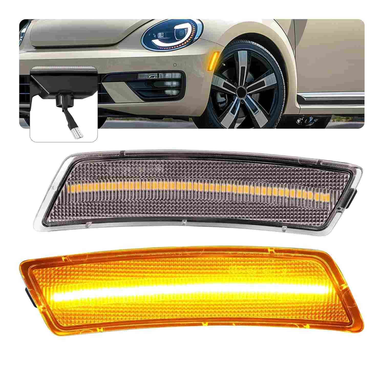 Luzes LED Laterais Âmbar HECASA para VW Beetle e Tiguan - Segurança e Estilo