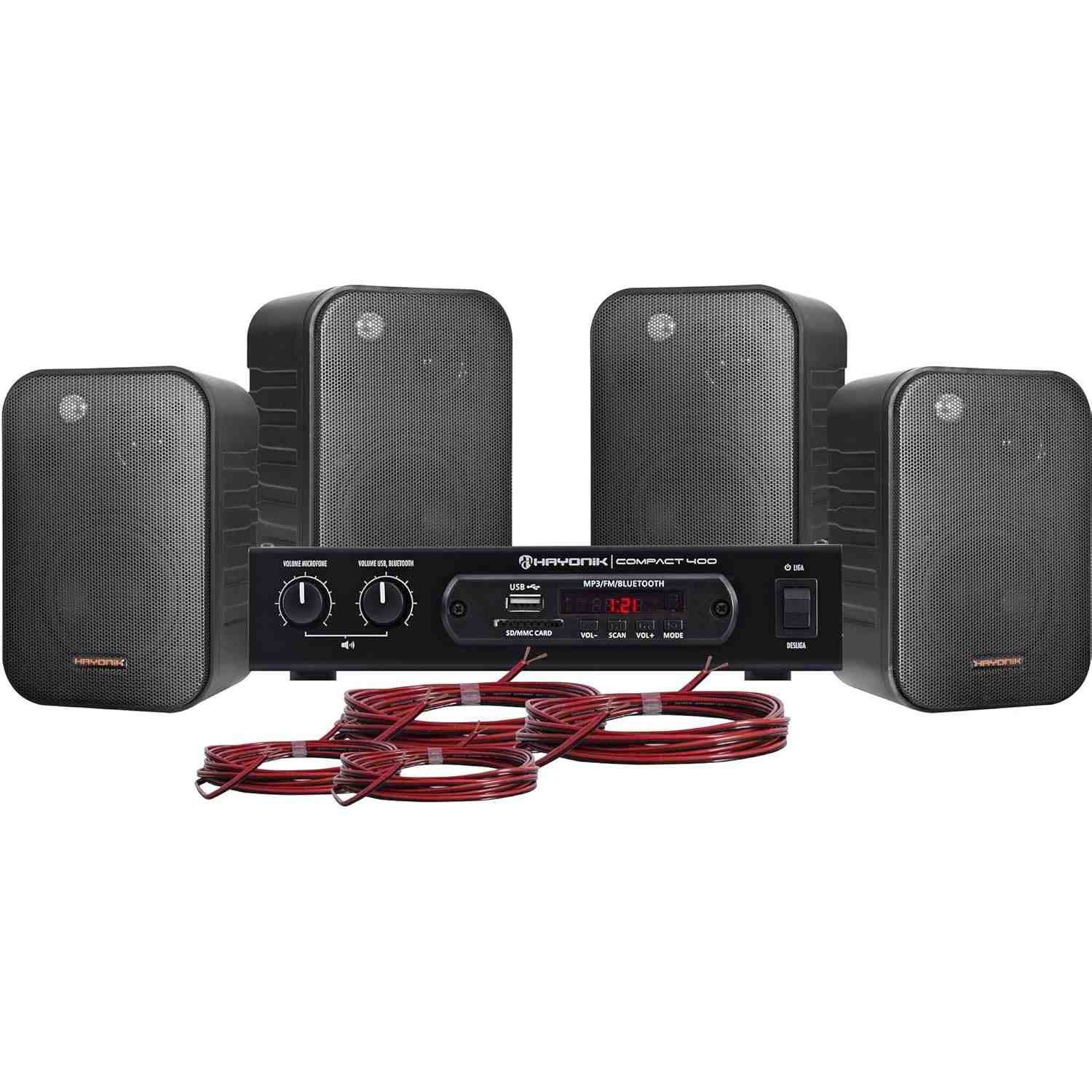 Kit Som Ambiente Hayonik Ambience 4000 Preto 400W RMS: Potência e Versatilidade para Seu Espaço