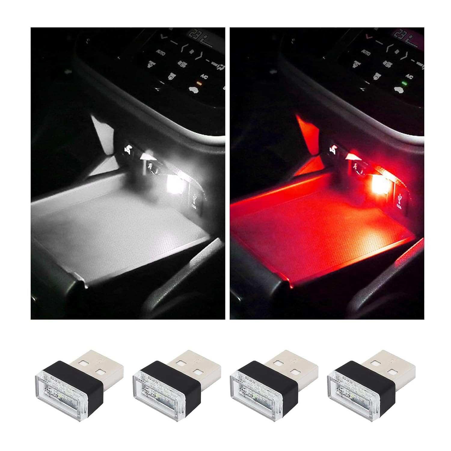 Augeny: Kit 4/7 Lâmpadas LED USB para Interior de Carro - Iluminação Ambiente Personalizada