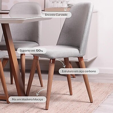 Cadeira New Drop Linho Cinza: Conforto e Estilo para Seu Ambiente