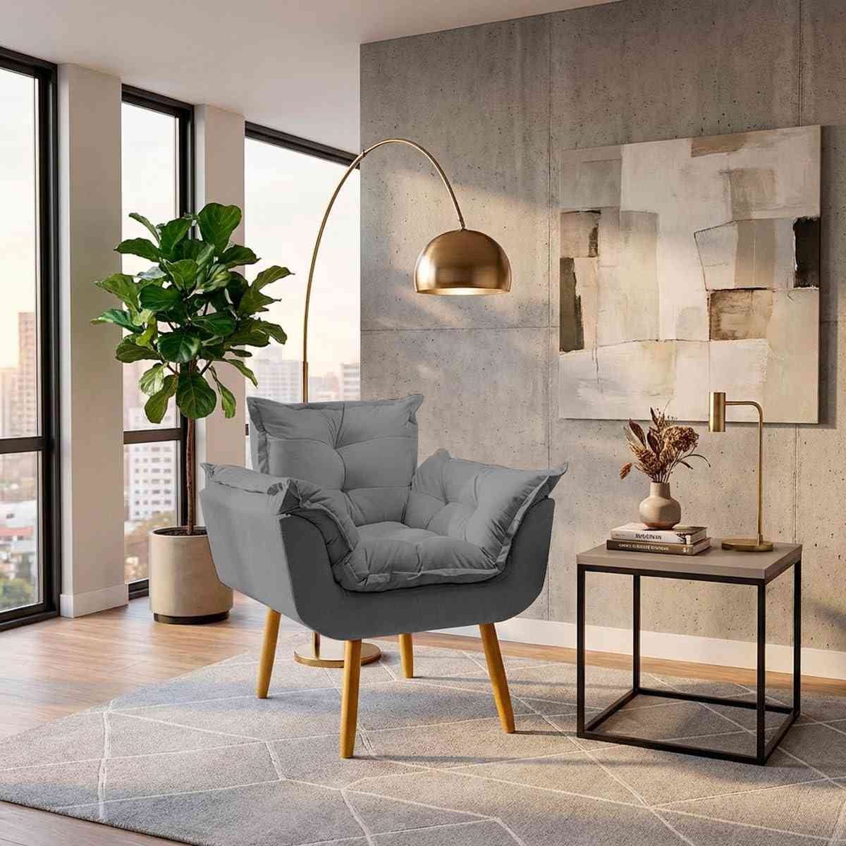 Poltrona Alice Cinza - Conforto e Estilo para Ambientes Modernos