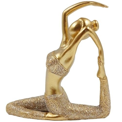 Estatueta Decorativa Yoga Dourada em Resina com Glitter 12,5cm - Peça Zen para Ambientes Equilibrados