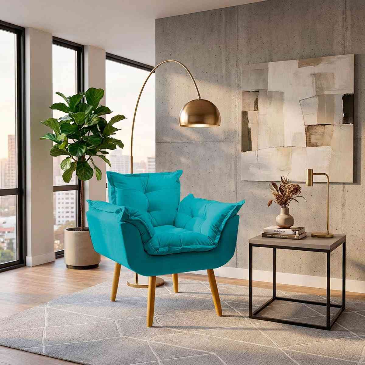 Poltrona Alice Decorativa Azul-turquesa - Conforto e Estilo para Ambientes Modernos
