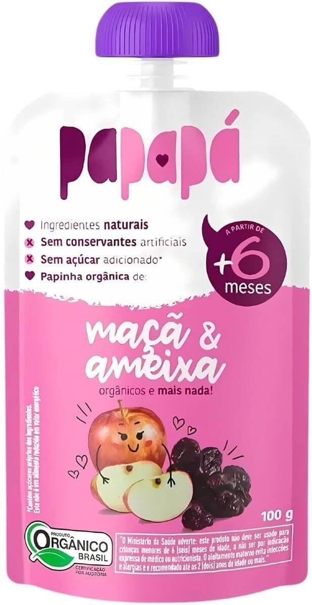 Papinha Orgânica Maçã e Ameixa Sem Açúcar 100g - Papapá