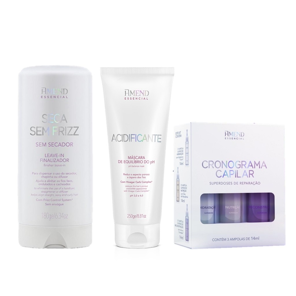 Amend Seca Sem Frizz: Kit Completo para Cabelos Hidratados