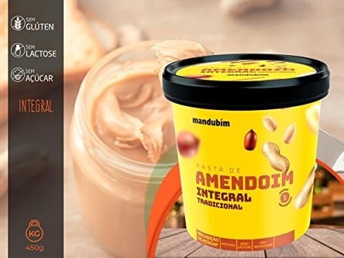 Kit 3 Pasta de Amendoim Integral sem açúcar 450g Mandubim
