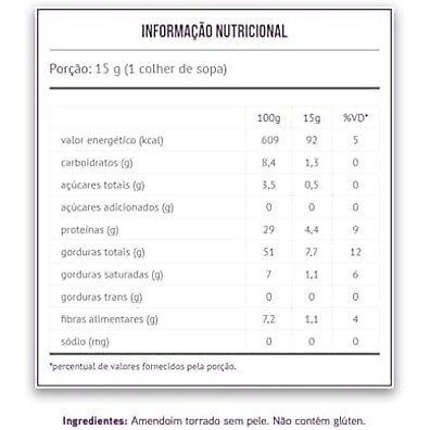 Pasta Amendoim Integral Zero Açúcar 1kg - Natural e Proteica