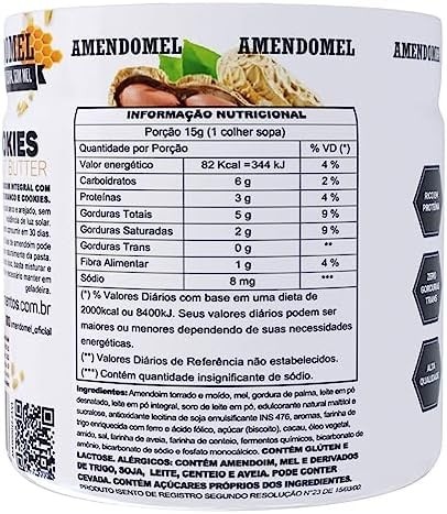 Pasta de Amendoim Amendomel 1Kg Choc Branco com Cookies