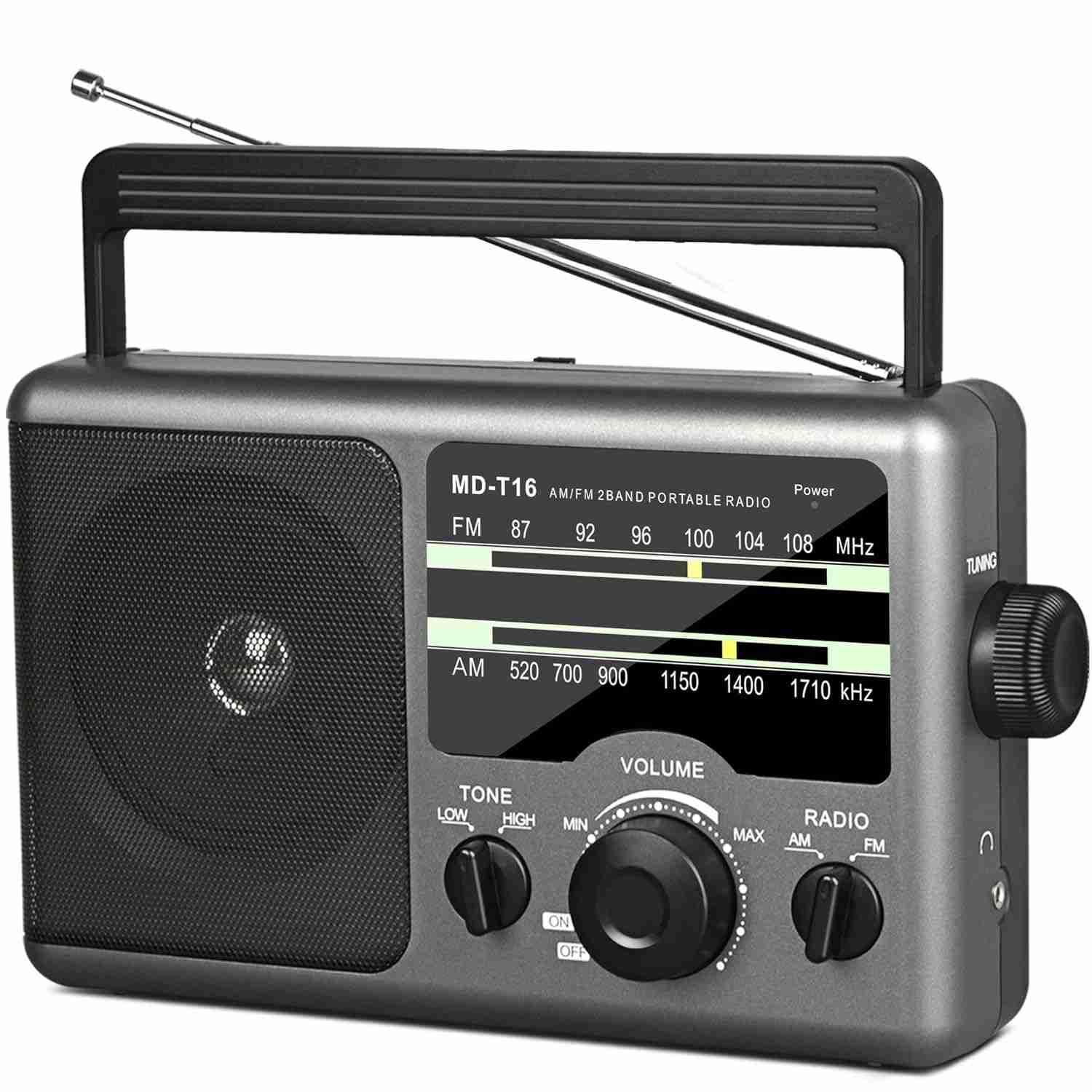 Rádio Portátil AM/FM com Alto-Falante Grande e Duas Fontes de Energia