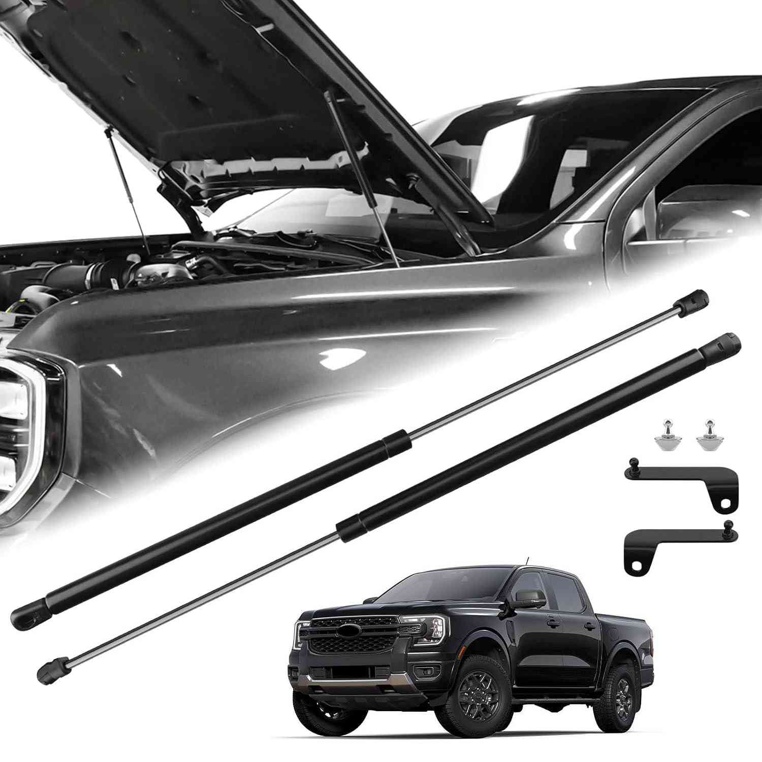 Amortecedores de Capô Ford Ranger 2024+ | Elevação Sem Furos | Molas a Gás Premium