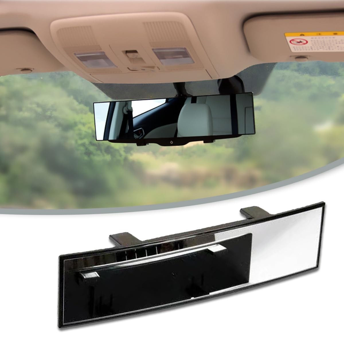 Espelho Retrovisor Panorâmico Universal 30.5cm: Visão Ampla e Antirreflexo para Seu Carro