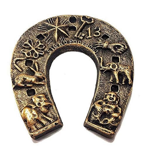 Ferradura Amuleto da Sorte em Resina com Pintura Bronze - 11cm