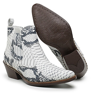 Botina Country Masculina Couro Legítimo Anaconda