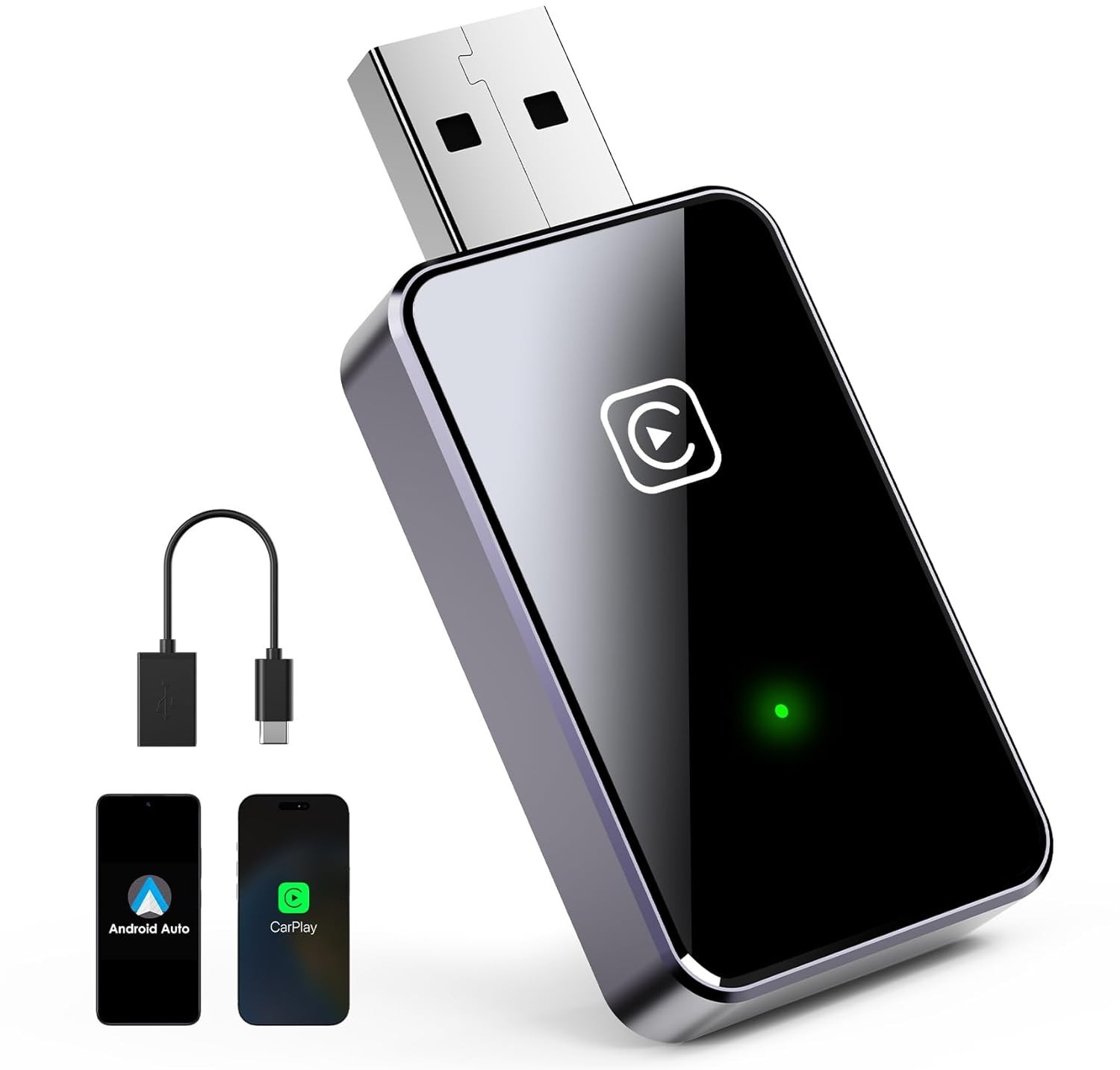 Adaptador CarPlay Sem Fio 2025: iPhone e Android Auto Wireless - Plug and Play