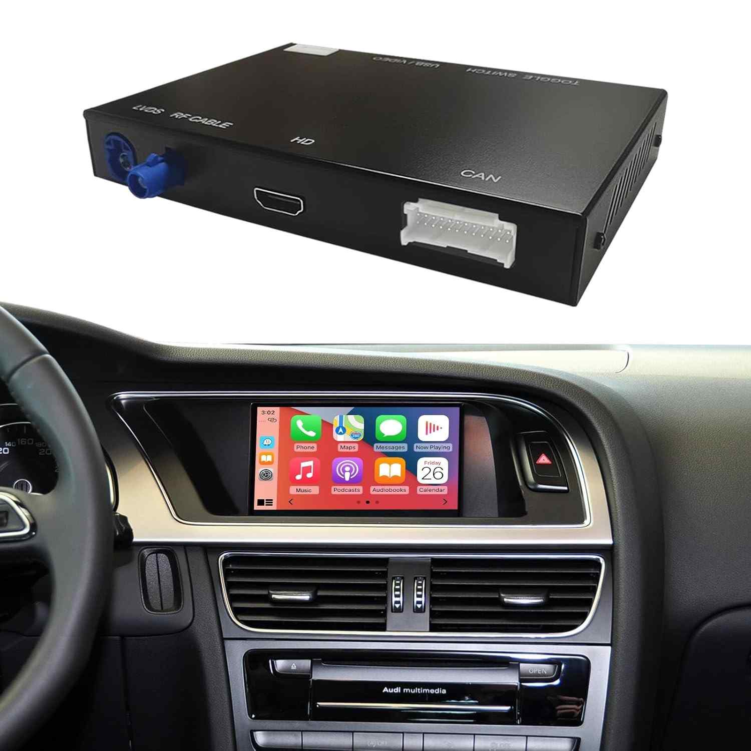 NINETOM Kit CarPlay Sem Fio para Audi A4/A5/Q5 (2008-2015) 3G MMI: Android Auto, Câmera Reversa e Mais!