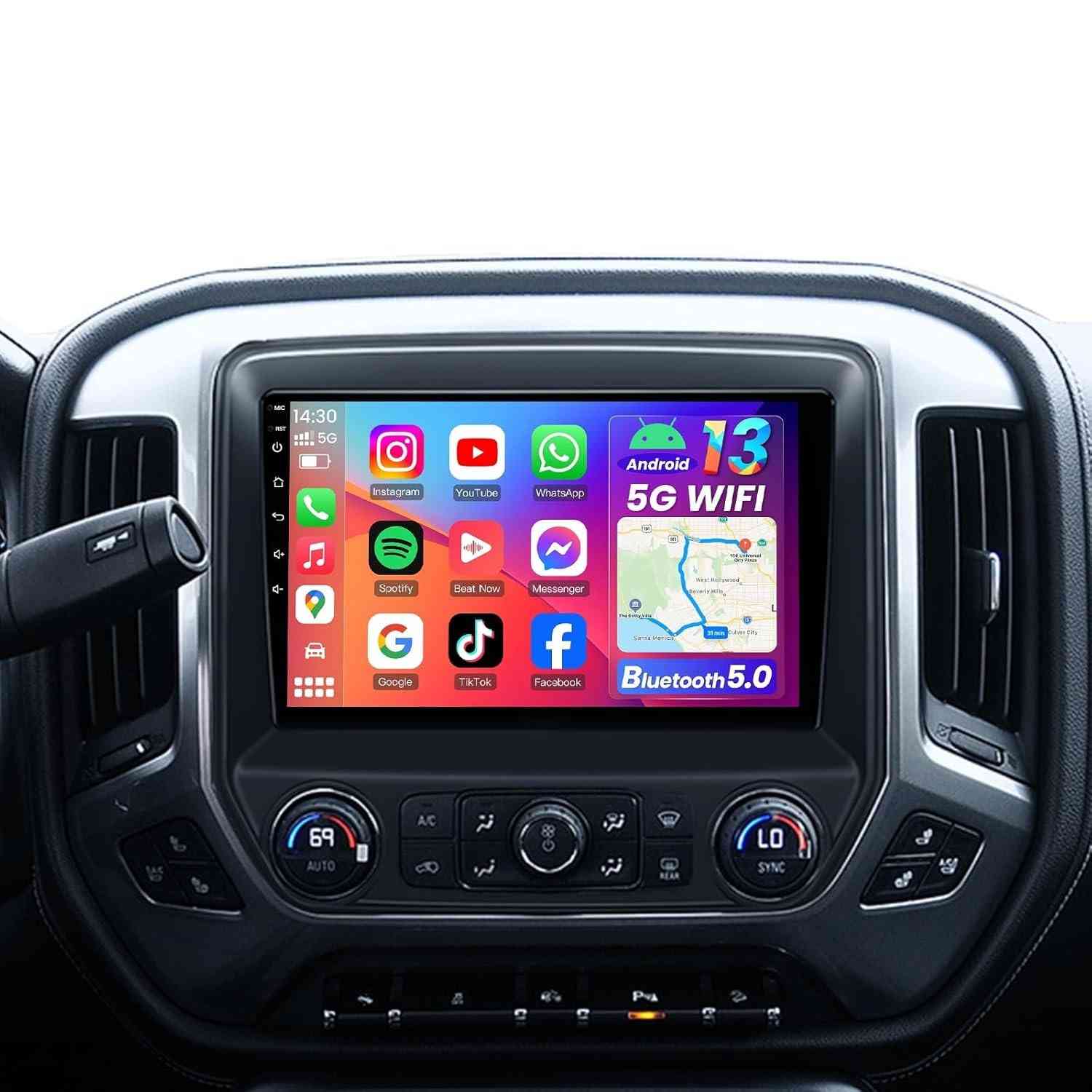 Rádio Automotivo Android 12 para Chevy Silverado/GMC Sierra 2014-2018: Tela 10" HD IPS, Carplay/Android Auto Sem Fio, GPS e Câmera 1080p