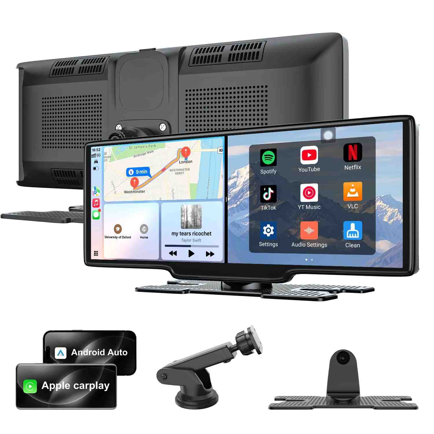 Tela CarPlay 10.26" 3 em 1: Apple CarPlay, Android Auto e Android - Seu Carro Conectado e Inteligente!