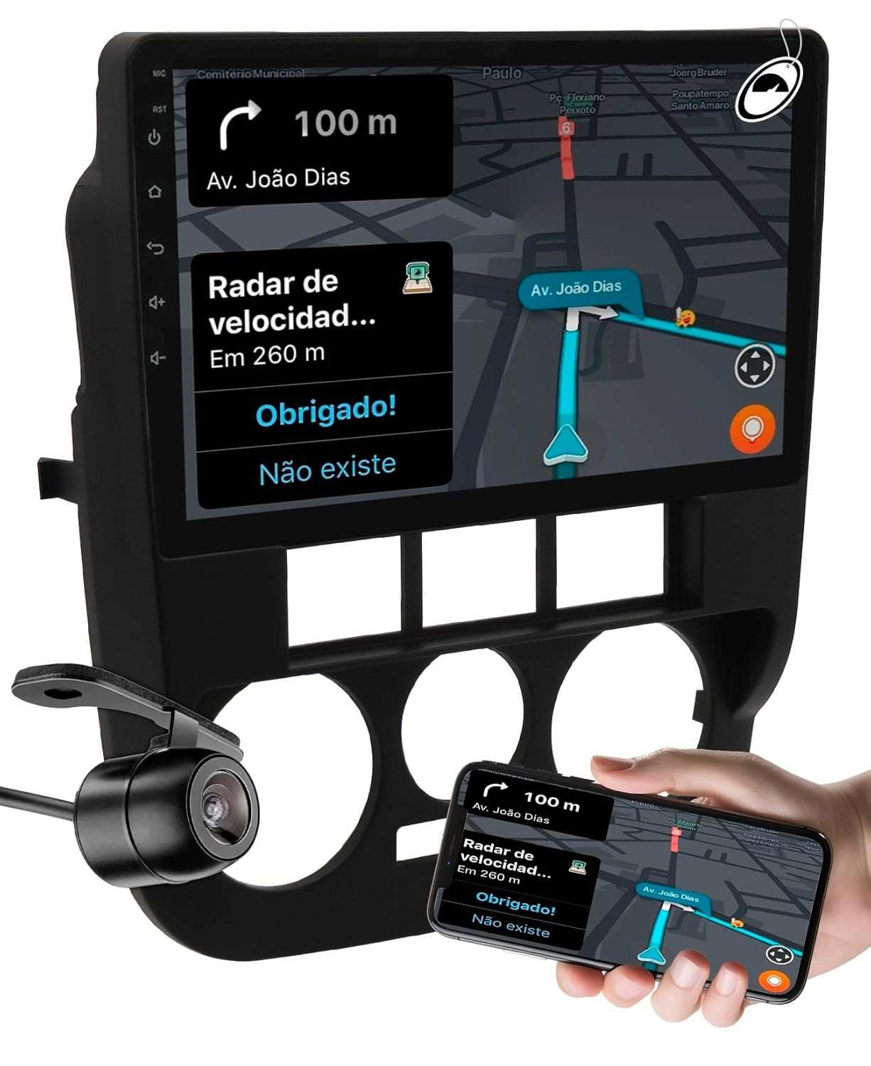 Central Multimídia H-Tech HT-9000CA 2 Din 9" Android Auto CarPlay para Gol, Saveiro, Parati G4 - Preto Fosco + Moldura + Câmera de Ré