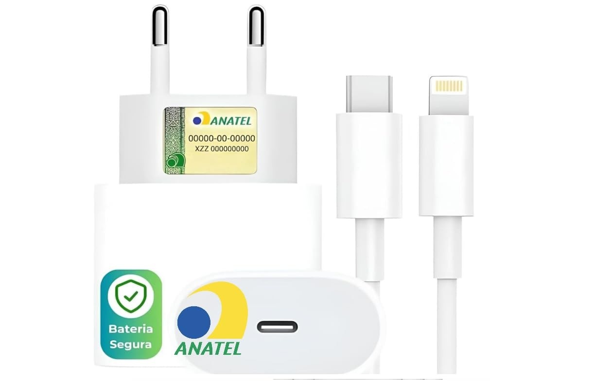 Kit Carregador Turbo Premium® Tipo C + Cabo: Carga Rápida para iPhone, Android e Mais!