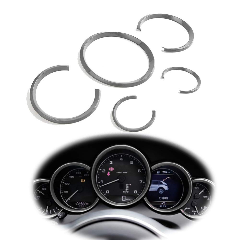 Kit 5 Anéis de Painel Interno Prata para Porsche Cayenne 2011-2016 GTINTHEBOX