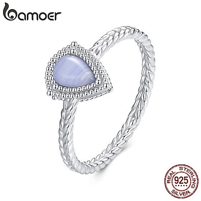 Anéis Bamoer Prata 925 com Ágata: Elegância e Estilo