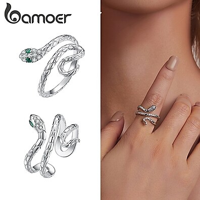 Anel Cobra Bamoer: Elegância em Ouro Branco