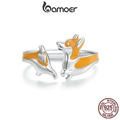 Anel Corgi Prata 925 Bamoer: Charme e Elegância