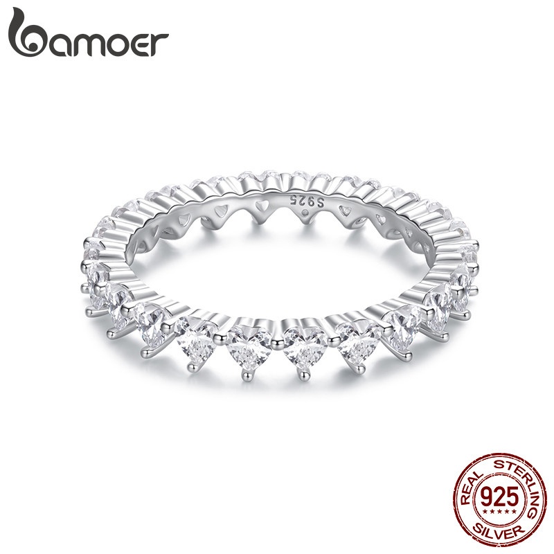 Anel de Prata 925 Bamoer: Amor Brilhante