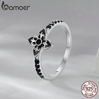 Anel de Prata 925 Bamoer: Elegância Floral