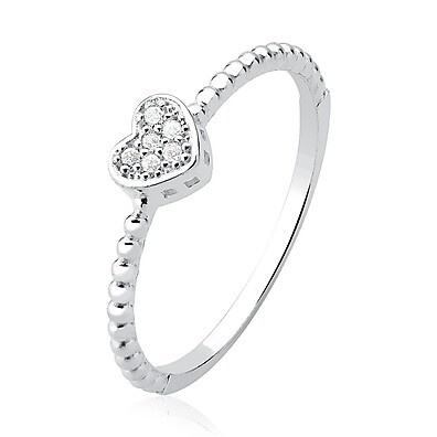 Anel de Prata 925 com Coração Cravejado - Elegância e Qualidade