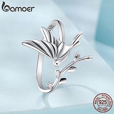 Anel De Prata 925 com Pássaro - Elegância Ajustável