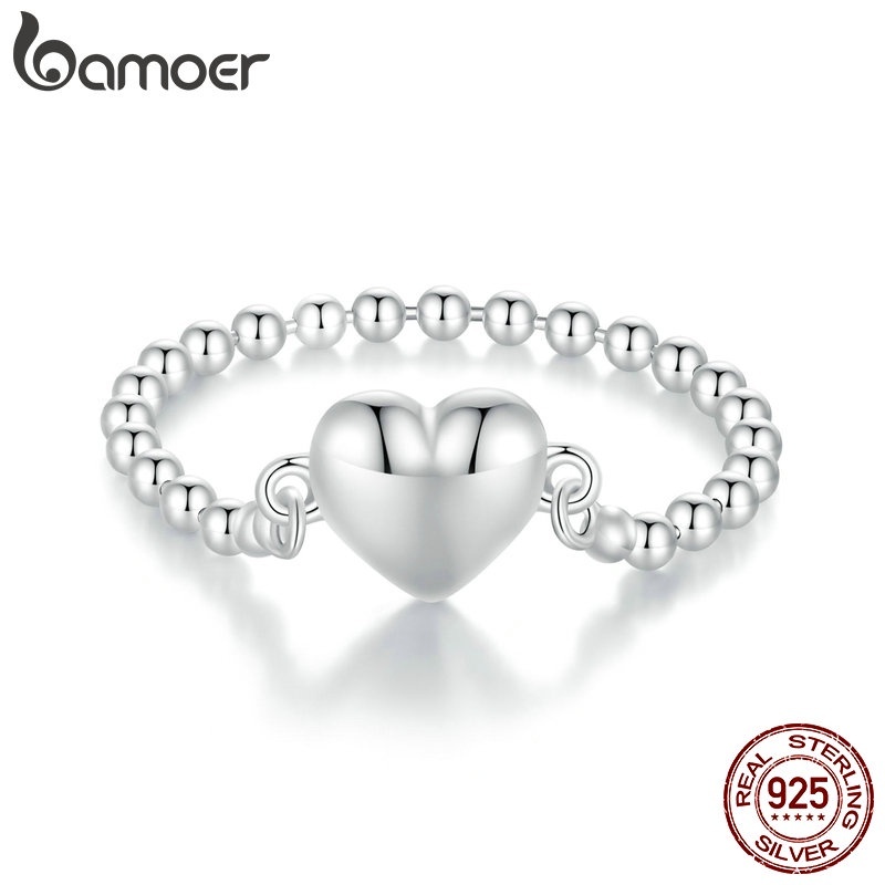 Anel de Prata 925 Coração Bamoer: Presente Feminino