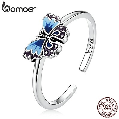 Anel de Prata Borboleta Bamoer 925: Elegância Vintage