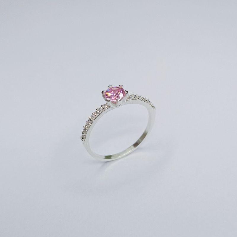 Anel em Prata 925 com Zircônia Rosa 5mm – Elegância e Qualidade