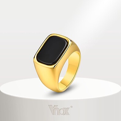 Anel Masculino Retangular Vnox: Estilo e Elegância