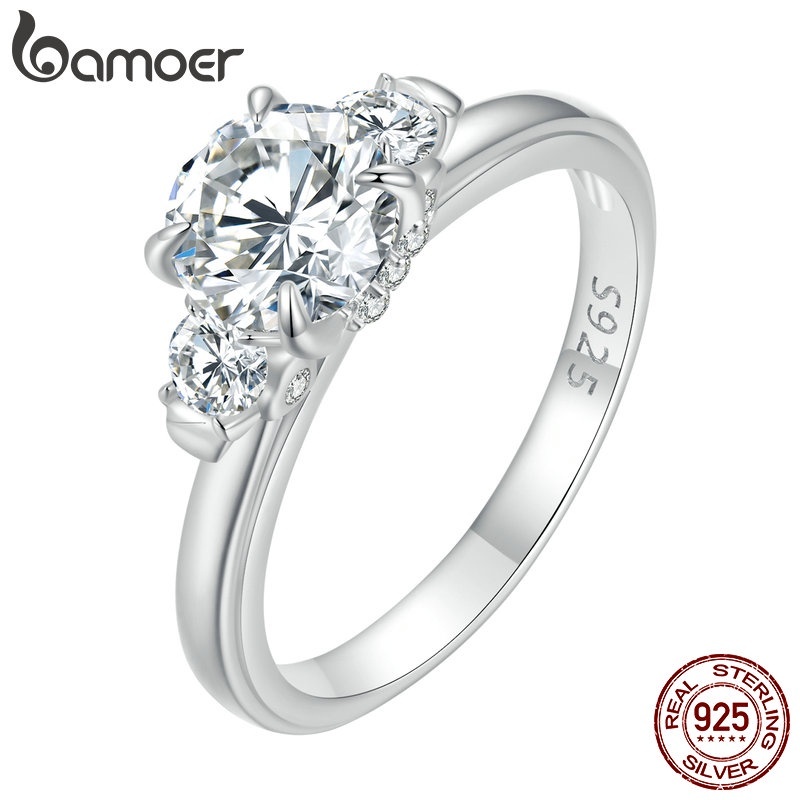 Anel Moissanita Bamoer: Elegância em Prata 925