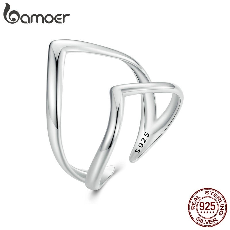 Anel Prata 925 Bamoer: Elegância em Duas Camadas