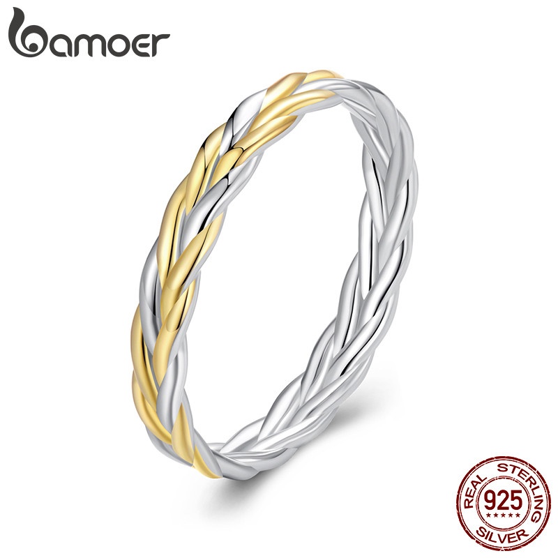 Anel Prata 925 Bamoer: Elegância Torcida