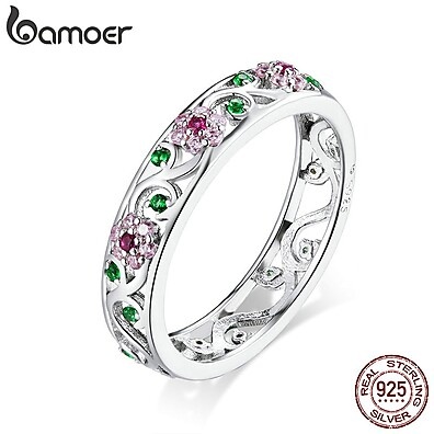 Anel Prata 925 Jardim Secreto Bamoer – Elegância Floral
