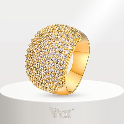 Anel Vnox Fashion Punk: Elegância com Revestimento de Ouro