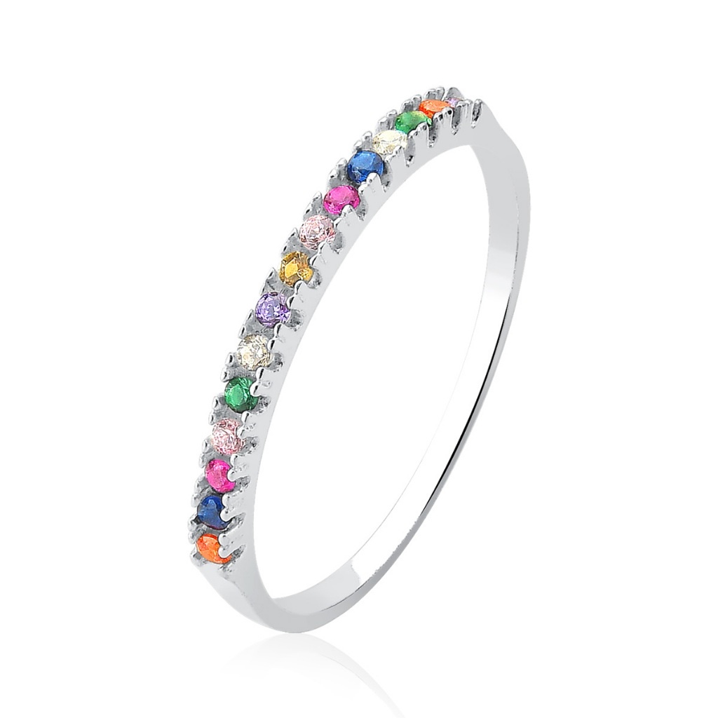 Anel Zircônia Colorida Prata 925: Beleza e Elegância