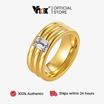 Anel Zircônia Vnox: Elegância Dourada e Durabilidade
