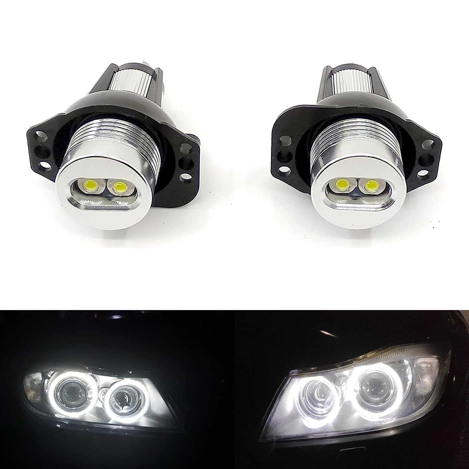 Lâmpada LED Angel Eyes Xinctai para BMW E90/E91 (2006-2008) - Iluminação Branca Potente