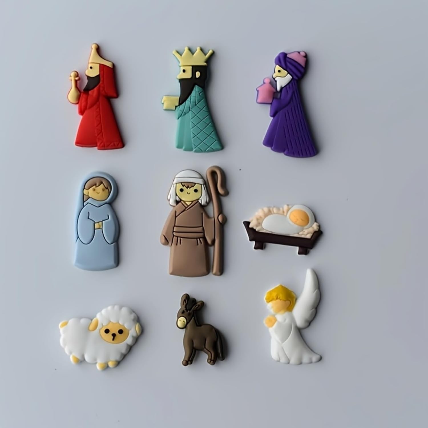 Conjunto de 9 Estatuetas de Presépio em Resina - Decoração de Natal Animada e Encantadora