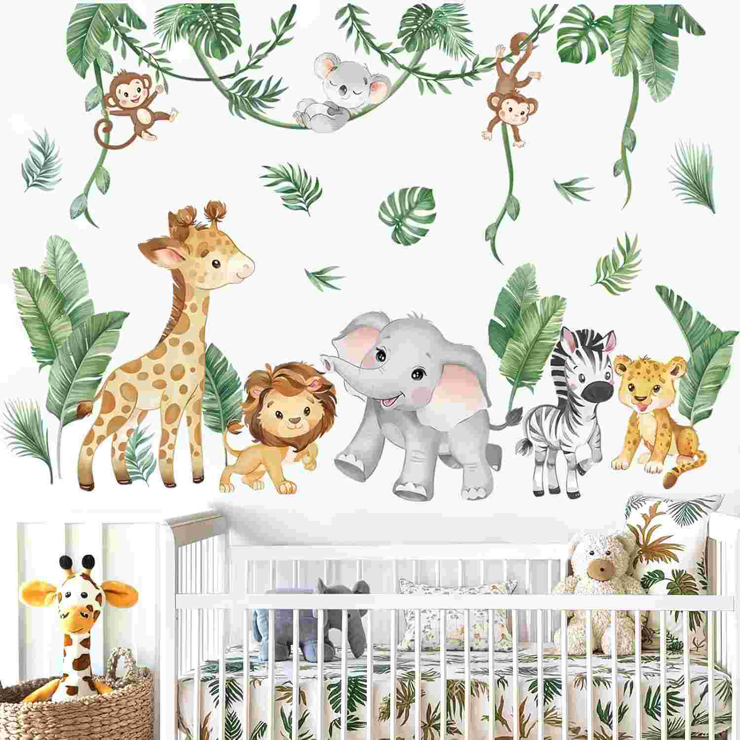 Adesivos de Parede Tropicais com Animais Selvagens - Decoração Infantil e Sala de Estar