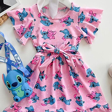 Vestido Infantil com Personagens para Meninas 2 a 10 Anos